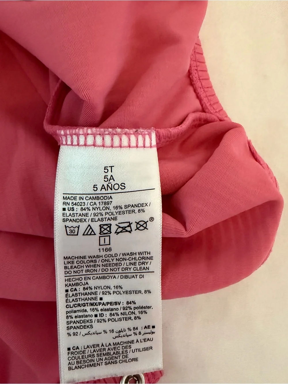 Girls Pink Ribbed Long Sleeve Bodysuit / Swim One Piece Size 5T